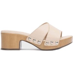 Wonders, Stijlvolle Marta Sandaal met Studs Beige, Dames, Maat:37 EU