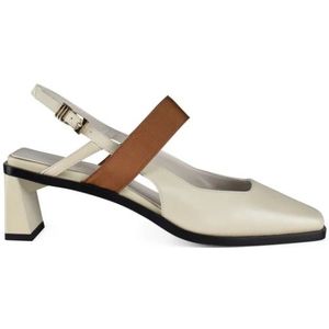 Anest Collective, Witte en bruine leren sandalen Wit, Dames, Maat:35 EU