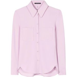 Luisa Cerano, Cropped Blouson Blouse met Bedekte Knoopsluiting Paars, Dames, Maat:M