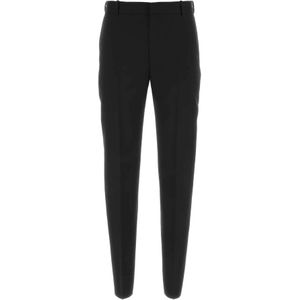 Alexander McQueen, Broeken, Heren, Zwart, XL, Wol, Slim-Fit Wollen Broek