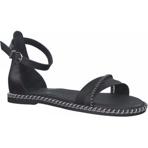 Tamaris, Schoenen, Dames, Zwart, 36 EU, Leer, Zwarte platte sandalen voor vrouwen