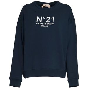 N21, Sweatshirts & Hoodies, Dames, Blauw, L, Blauwe Sweatshirt voor Dames Aw 23