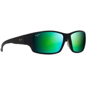 Maui Jim, Accessoires, unisex, Zwart, ONE Size, Nylon, Rechthoekige zonnebril in zwart met groene spiegelglazen