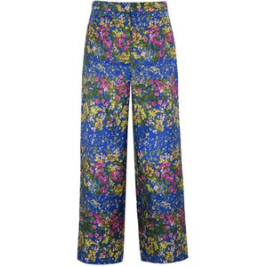 Max Mara Studio, Broeken, Dames, Veelkleurig, L, Bloemen zijden twill broek