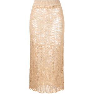 Cult Gaia, Rokken, Dames, Beige, S, Wol, Midi Skirts