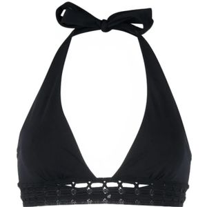 Ermanno Scervino, Badkleding, Dames, Zwart, M, Polyester, Zwarte Gehaakte Halterneck Bikini Top