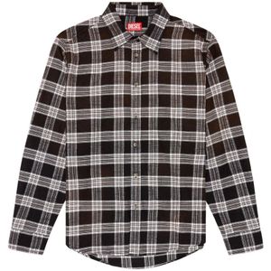Diesel, Overhemden, Heren, Veelkleurig, XL, Katoen, Checked shirt in dégradé flannel