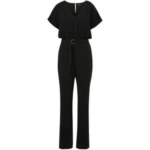 Comma, Jumpsuits & Playsuits, Dames, Zwart, L, Polyester, Overall met geïntegreerde riem