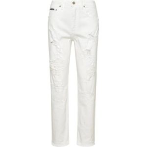 Dolce & Gabbana, Jeans, Dames, Wit, S, Katoen, Stijlvolle witte katoenen Boyfriend jeans