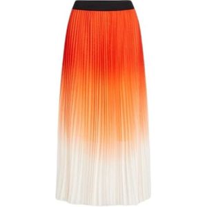 Karl Lagerfeld, Maxi Geplooide Rok met Gradiënt Effect Oranje, Dames, Maat:M