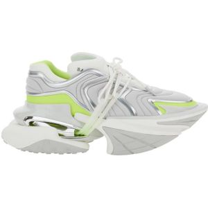 Balmain, Schoenen, Heren, Wit, 43 EU, Polyester, Witte Sneakers Unicorn Wave Neopreen