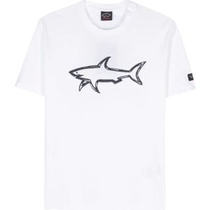 Paul & Shark, Tops, Heren, Wit, L, Katoen, Klassieke Katoenen T-shirt