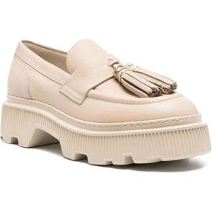 Santoni, Schoenen, Dames, Roze, 37 EU, Leer, Roze Leren Loafers Platte Casual Stijl