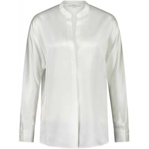 Vince, Zijden blouse met verborgen knopen Wit, Dames, Maat:S