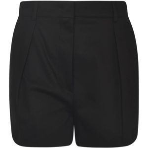 Sportmax, Korte broeken, Dames, Zwart, XS, Katoen, Zwarte Katoenmix Keper Shorts