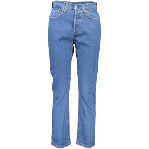 Levi's, Jeans, Dames, Blauw, W34 L28, Katoen, Blauwe Katoenen 5-Pocket Jeans met Logo
