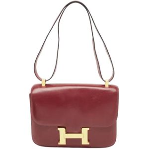 Hermès Vintage, Pre-owned, Dames, Rood, ONE Size, Leer, Tweedehands leren schoudertassen