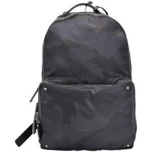 Valentino Vintage, Pre-owned, Dames, Grijs, ONE Size, Nylon, Pre-owned Nylon backpacks