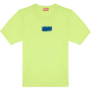 Diesel, Tops, Heren, Groen, L, Katoen, Logo-flocked T-shirt in cotton