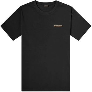 Napapijri, Klassiek Ronde Hals T-Shirt Zwart, Heren, Maat:XL