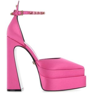 Versace, Schoenen, Dames, Roze, 36 EU, Satijn, Zijden Satijnen Pumps