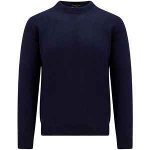 Roberto Collina, Blauwe Merinowollen Trui - Comfort en Stijl Blauw, Heren, Maat:M