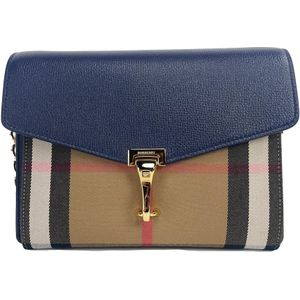 Burberry, Tassen, Dames, Veelkleurig, ONE Size, Leer, Blauwe House Check Crossbody Tas