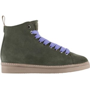 Panchic, Militair Groene Enkellaars met Nepbont Voering Groen, Dames, Maat:41 EU