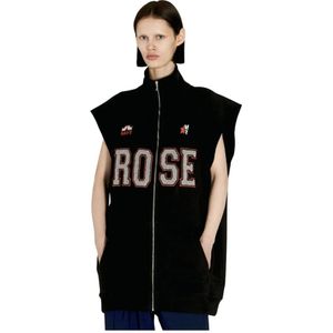 Martine Rose, Jassen, Dames, Zwart, S, Katoen, Katoenen Fleece Gilet met Logo