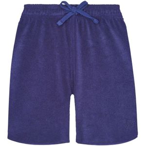 Vilebrequin, Korte broeken, Dames, Blauw, S, Katoen, Schildpad Geborduurde Katoenen Shorts Vrouwen