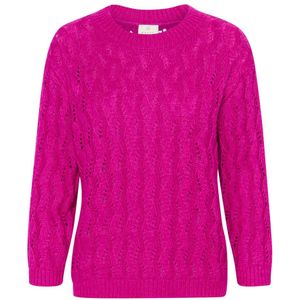 Kaffe, Truien, Dames, Roze, XL, Katoen, Festival Fuchsia Gebreide Pullover Trui