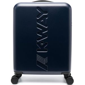 K-Way, Koffers, Heren, Blauw, ONE Size, Blauwe Logo Trolley Koffer