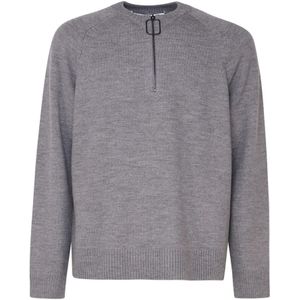 JW Anderson, Truien, Heren, Grijs, L, Grijze Zip Sweater Raglan Mouwen