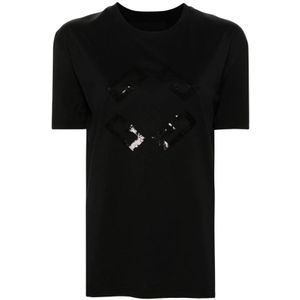 Givenchy, Tops, Dames, Zwart, M, Pailletten, Zwarte Pailletten Detail Crew Neck Top