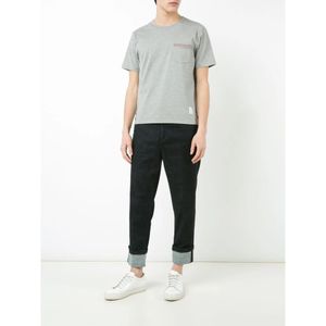 Thom Browne, Tops, Heren, Grijs, S, Katoen, Grijze Rwb Zak Trim Tee