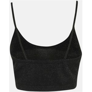 Federica Tosi, Tops, Dames, Zwart, S, Lurex Cropped Top met Dunne Bandjes