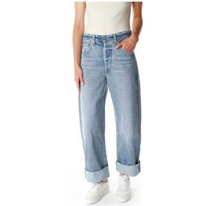 Citizens of Humanity, Jeans, Dames, Blauw, W28, Denim, Baggy Cropped Straight Leg Jeans