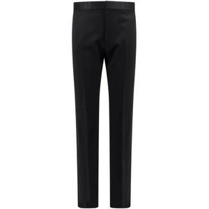 Tom Ford, Broeken, Heren, Zwart, M, Wol, Zwarte Wollen Broek Ss 24