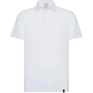 Boggi Milano, Tops, Heren, Wit, S, Katoen, Regular Fit Polo Shirt in katoenen Crêpe Jersey