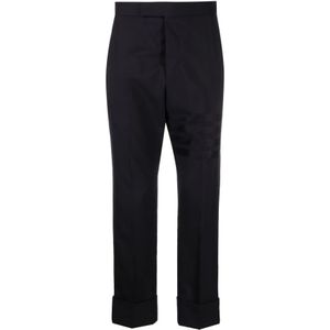 Thom Browne, Blauwe Backstrap Broek in 4 Bar Plain Weave Suiting Blauw, Heren, Maat:M