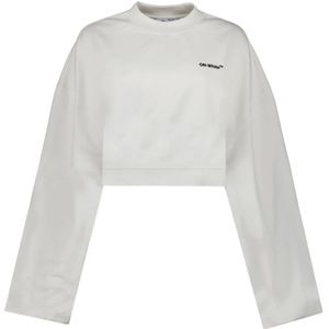 Off White, Sweatshirts & Hoodies, Dames, Wit, S, Katoen, Korte Mouw Crop Sweatshirt