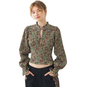 Antik Batik, Blouses & Shirts, Dames, Groen, M, Katoen, Smocked blouse Zena