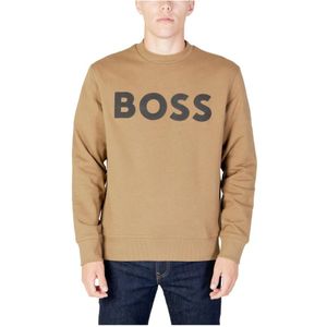 Hugo Boss, Sweatshirts & Hoodies, Heren, Bruin, S, Katoen, Gedrukte sweatshirt met lange mouwen voor heren