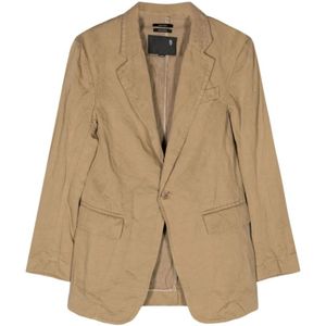 R13, Jassen, Dames, Beige, S, Linnen, Khaki Oversized Ragged Blazer