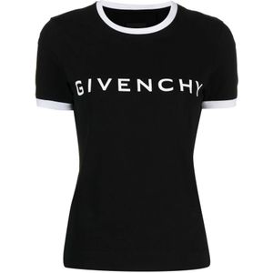 Givenchy, Tops, Dames, Zwart, S, Katoen, Bicolor Logo Print T-shirt