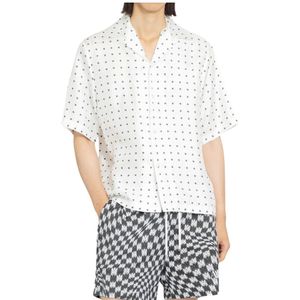 Amiri, Zwart-witte zijden overhemd met polkadot print Wit, Heren, Maat:XL