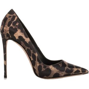 Le Silla, Schoenen, Dames, Bruin, 38 1/2 EU, Satijn, Luipaardprint Satijnen Pumps