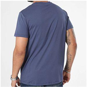 Hugo Boss, Tops, Heren, Blauw, S, Katoen, Blauw Katoenen T-shirt, Ronde Hals, Korte Mouwen