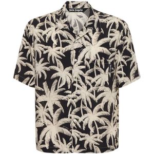 Palm Angels, Overhemden, Heren, Veelkleurig, XL, Zwarte Bloemenprint Shirt