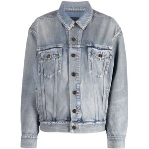 Saint Laurent, Jassen, Dames, Blauw, L, Denim, Blauwe Denim Jas